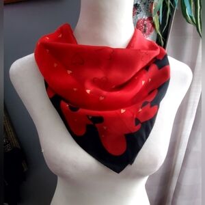 100% Silk Red and Black Heart Scarf